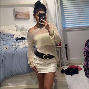 cream Abercrombie mini jean skirt